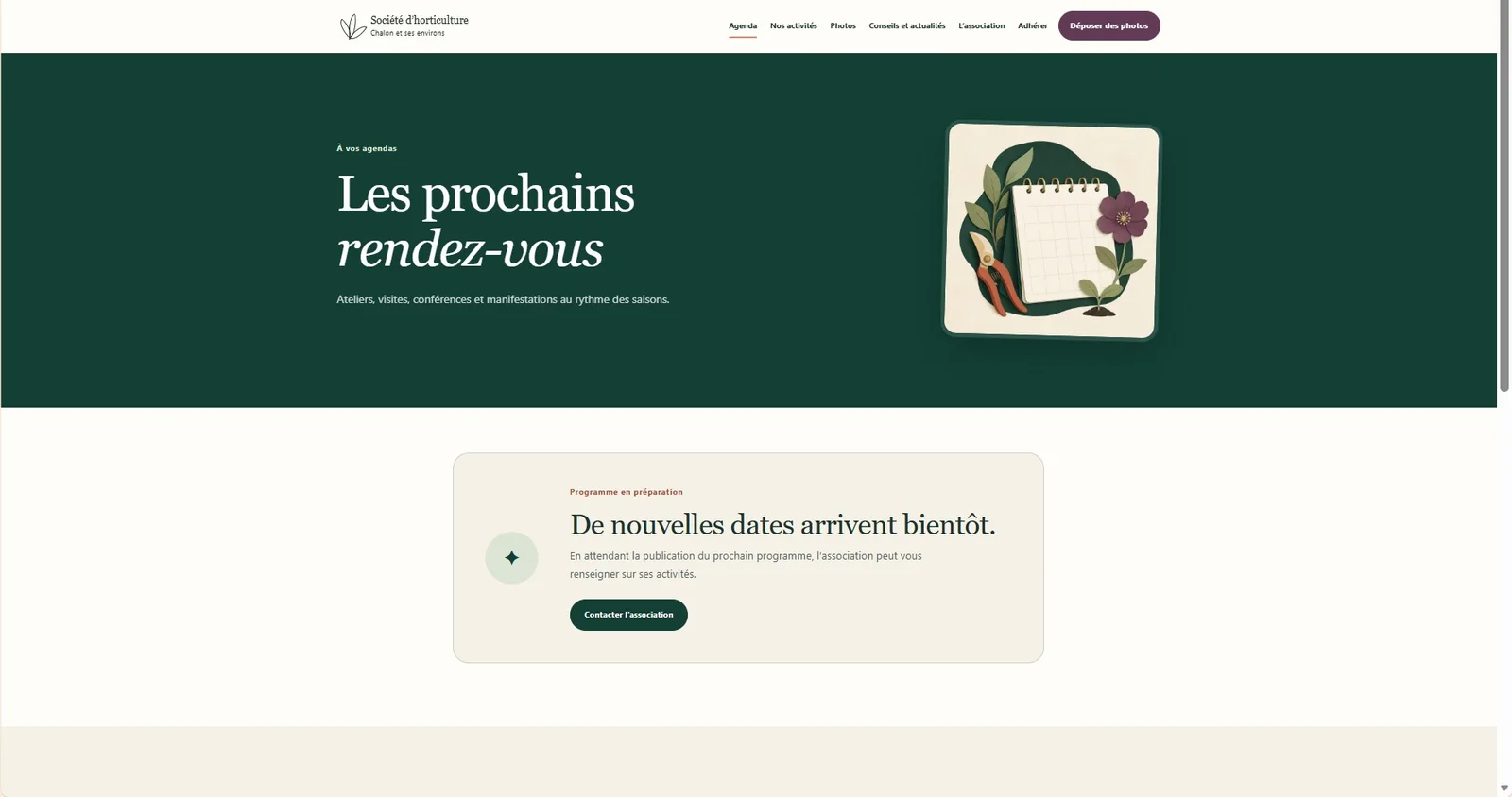 Nouvelle section des prochains rendez-vous