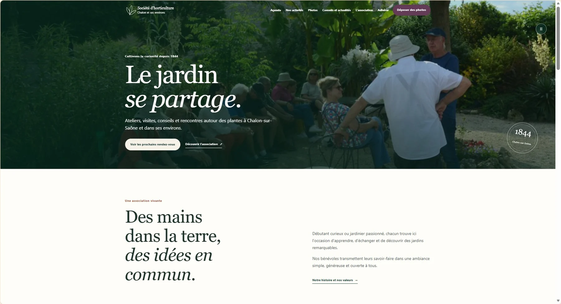 Nouvelle page d'accueil proposée pour la Société d'Horticulture de Chalon