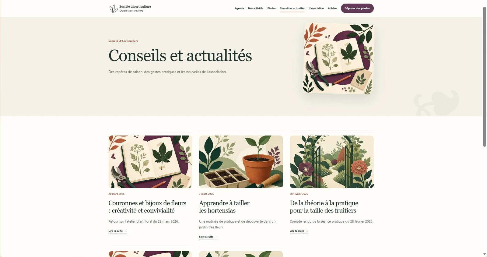 Nouvelle mise en page des conseils et actualités
